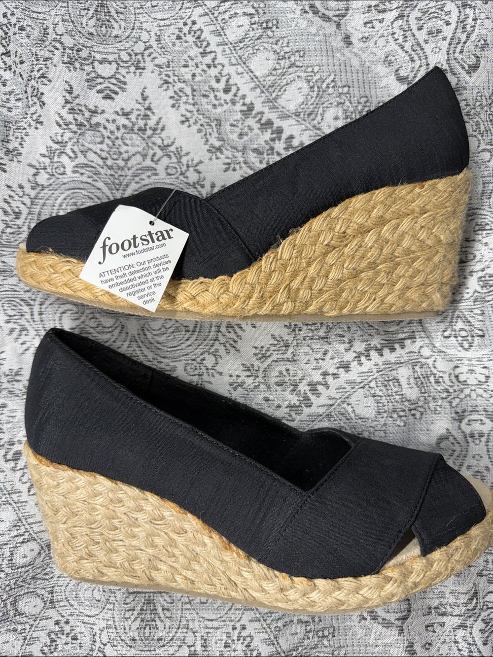 Route 66 - Black Women’s Peep-Toe Wedge Flats - 9